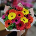 Букет из 15 разноцветных гербер